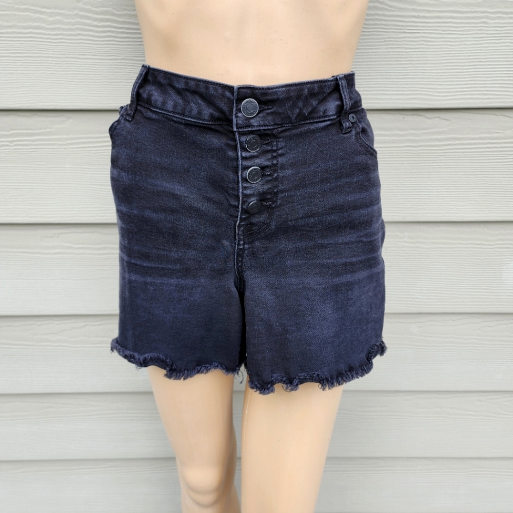 MAURICES | Faded Black Button Fly Jean Shorts